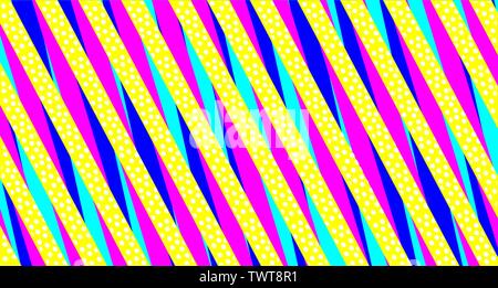 Abstract Vector design, texture de fond de l'affiche lumineuse, bannière fond jaune, rose et rayures bleues et des formes. Illustration de Vecteur