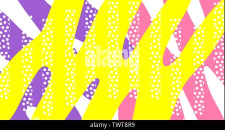 Abstract Vector design, texture de fond de l'affiche lumineuse, bannière fond jaune, rose et rayures bleues et des formes. Illustration de Vecteur