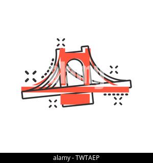 Icône de signe de pont dans le style comique. Pont-levis vector cartoon illustration sur fond blanc isolé. Road business concept splash effet. Illustration de Vecteur