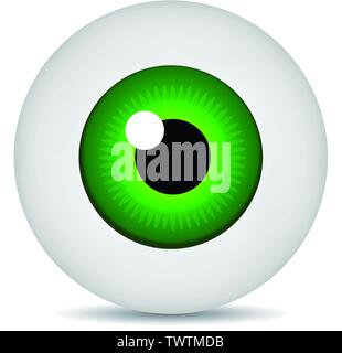 3D réaliste green globe oculaire isolé sur fond blanc. Les droits de l'icône de l'iris. Modèle de la médecine. Vector illustration pour la conception. Illustration de Vecteur