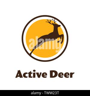 Le Cerf - Active silhouette vecteur noir avec bois de renne - logo Vector Illustration de Vecteur