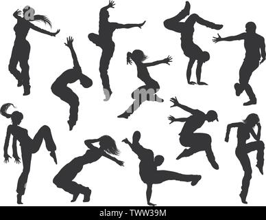 Street Dance Dancer Silhouettes Illustration de Vecteur