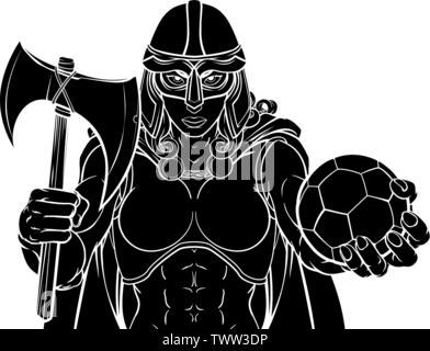 Troie Chevalier Celtique Viking Warrior Football Femme Illustration de Vecteur