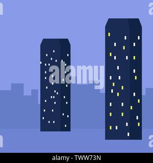 La ville de nuit. Télévision vecteur illustration. Les bâtiments de grande hauteur avec la lumière dans windows. Eps 10. Illustration de Vecteur