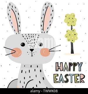 Happy Easter Bunny cute. Vector illustration Illustration de Vecteur