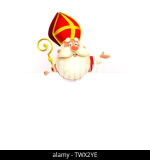 Saint Nicolas à bord - heureux mignon petit personnage vector illustration isolé sur fond blanc Illustration de Vecteur