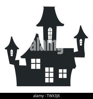 Château halloween noir - silhouette vector illustration isolé Illustration de Vecteur