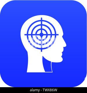 Réticule dans l'icône bleu numérique tête humaine Illustration de Vecteur