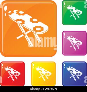 Planche à repasser icons set vector color Illustration de Vecteur