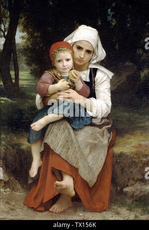 Breton, Frère et Sœur (1871) La peinture académique français par William-Adolphe Bouguereau - Très haute résolution et l'image de la qualité Banque D'Images