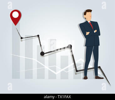 Homme debout avec les bras croisés et l'arrière-plan graphique élevé , business concept Banque D'Images