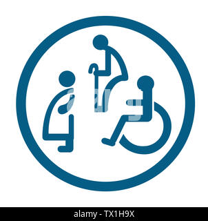 Salle de bains pour les personnes handicapées. personnes handicapées toilettes sign Banque D'Images