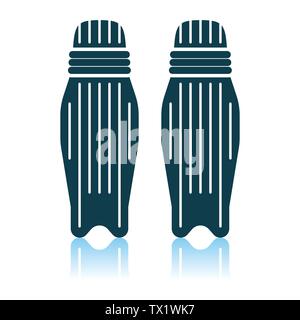 L'icône de la protection de la jambe de cricket. Reflet de l'ombre. Vector Illustration. Illustration de Vecteur