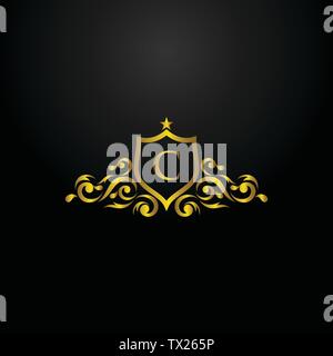 Logo Bouclier de luxe élégant et classique, dessins de logos de l'industrie et de l'entreprise, logo héraldique logo crest ,décoration ornement,logo,logo, logo, Royaume-Uni Illustration de Vecteur