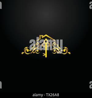 Logo de l'Agent Immobilier de luxe élégant et classique, dessins de logos pour l'industrie et les entreprises, de l'intérieur Agent Immobilier,logo, logo logo emblème décoratif Illustration de Vecteur