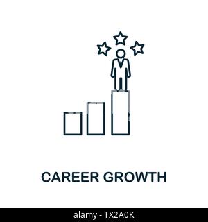 Vecteur de croissance de carrière dans les grandes lignes un symbole icône style. Signe de la création d'icônes des ressources humaines collection. Fine ligne de la carrière de l'icône ordinateur et Illustration de Vecteur