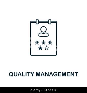 Symbole d'icône de vecteur de gestion de la qualité en style de contour. Signe créatif de la collection d'icônes des ressources humaines. Icône gestion de la qualité de la ligne mince pour Illustration de Vecteur