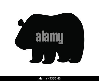 Silhouettes noires cute big panda debout sur marbre cartoon animal télévision design vector illustration. Illustration de Vecteur