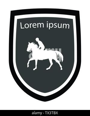 Equestrian emblème avec man riding horse silhouette - vector Illustration de Vecteur