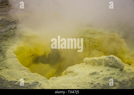 La Russie, Kamchatka, fumeurs fumerolles de soufre sur le volcan Mutnovsky Banque D'Images