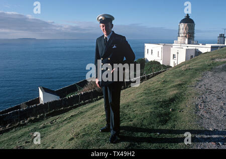 Mull of Kintyre, gardien de phare, Phare du Nord John Harrow, péninsule de Kintyre, Argyll and Bute, Ecosse, Mull of Kintyre rendu célèbre par la chanson à succès 1977 ' Mull of Kintyre' par résident de Kintyre, Paul McCartney et son groupe Wings. Banque D'Images