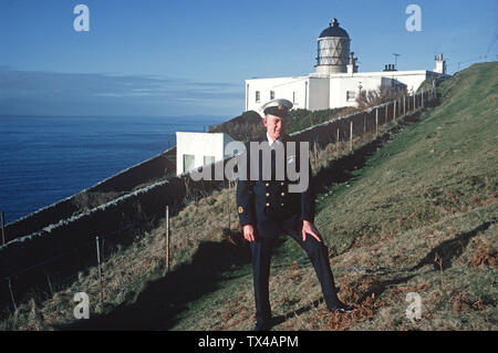 Mull of Kintyre, gardien de phare, Phare du Nord John Harrow, péninsule de Kintyre, Argyll and Bute, Ecosse, Mull of Kintyre rendu célèbre par la chanson à succès 1977 ' Mull of Kintyre' par résident de Kintyre, Paul McCartney et son groupe Wings. Banque D'Images