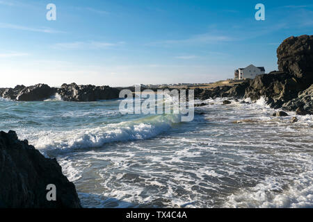 Traeth Llydan près de conseil informatique sur Anglesey au nord du Pays de Galles UK Banque D'Images