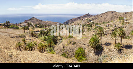 Espagne, Canaries, La Gomera, Vallehermoso, Alojera, vue sur Paysage pour l'océan Banque D'Images