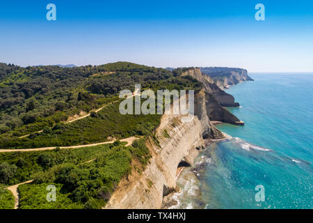 Grèce, Corfou, vue aérienne de Cap Drastis Banque D'Images