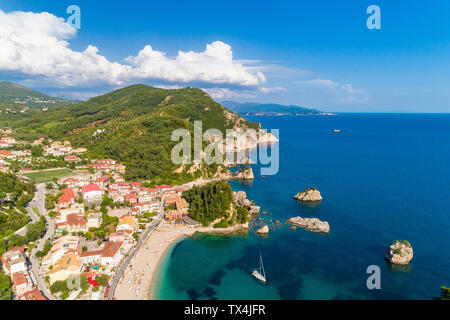 Grèce, vue aérienne de Parga Banque D'Images