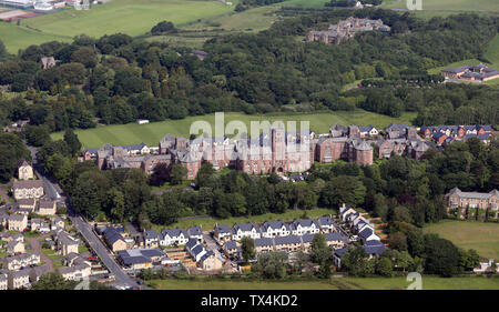 Vue aérienne de Kershaw dur développement immobilier sur le site de l'hôpital de Moor dans Lancaster, Lancashire site Banque D'Images