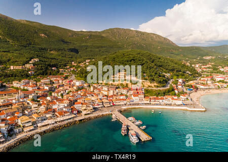 Grèce, vue aérienne de Parga Banque D'Images