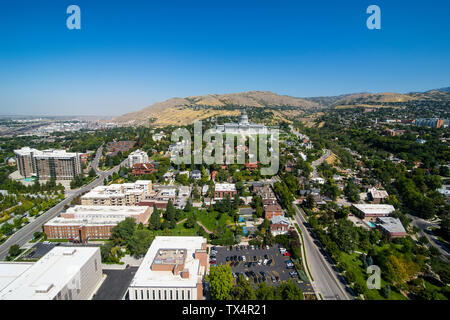 USA, Utah, Salt Lake City, vue sur Salt Lake City avec l'Utah State Capitol Banque D'Images