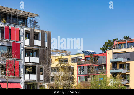 Allemagne, Tuebingen, Muehlenviertel résidentiel moderne, maisons d'énergie zéro Banque D'Images