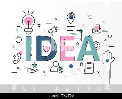 Infographie idée de créer des produits innovants. Forums du vecteur ligne plate modèle avec des icones pour site web, flyer, bannière, graphique, présentation, bus Illustration de Vecteur