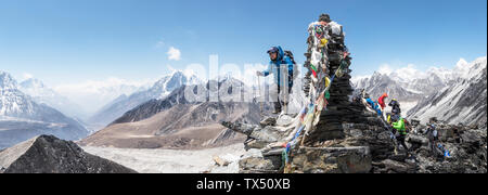 Solo Khumbu, Népal, Everest, alpinistes à Chukkung Ri Banque D'Images