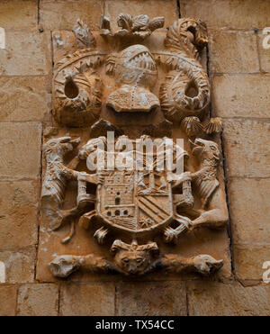 Blasón en fachada. Pesquera de Ebro. Cañón del Ebro. BURGOS. CASTILLA Y LEÓN. ESPAÑA Banque D'Images