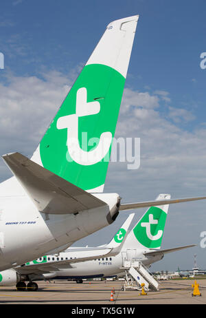 Des avions de Transavia à l'aéroport d'ORLY Banque D'Images