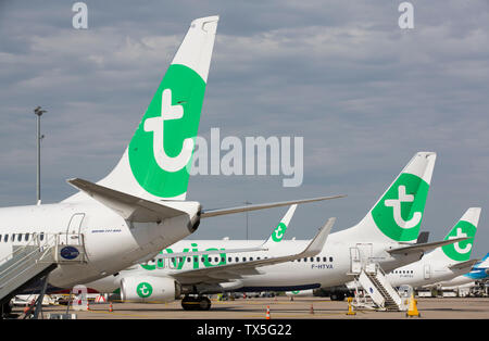 Des avions de Transavia à l'aéroport d'ORLY Banque D'Images