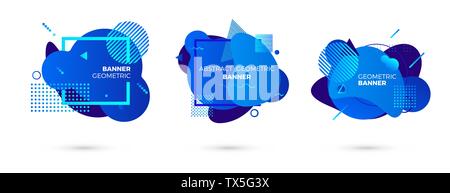 Modèle de page géométrique créative. Dégradé bleu coloré de formes. Modert éléments graphiques. Vector illustration isolé sur fond blanc Illustration de Vecteur