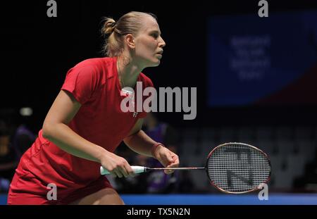 Minsk, Belarus. 24 Juin, 2019. Maria Ulitina (UKR) joue dans la phase de groupes de la compétition de badminton à la 2e jeux européens. Arène de Minsk. Credit : Sport en images/Alamy Live News Banque D'Images