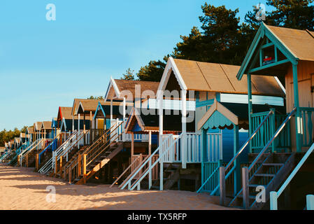 Cabines de plage en bois au Wells Next The Sea, Norfolk Banque D'Images