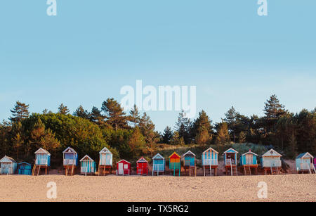 Cabines de plage en bois au Wells Next The Sea, Norfolk Banque D'Images