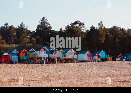 Cabines de plage en bois au Wells Next The Sea, Norfolk Banque D'Images