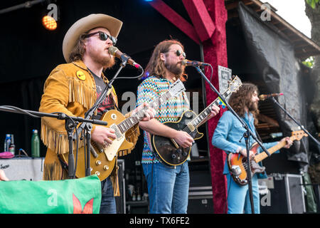 Die kanadische Rock The Sheepdogs vivre beim Orange Blossom Festival spécial, Beverungen, Ostwestfalen, Deutschland | groupe rock canadien Le Sh Banque D'Images