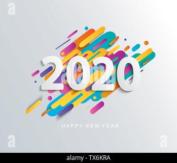 Nouvelle année 2020 sur fond de carte moderne motion. Illustration de Vecteur