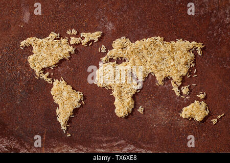 Carte du monde dans le riz Banque D'Images