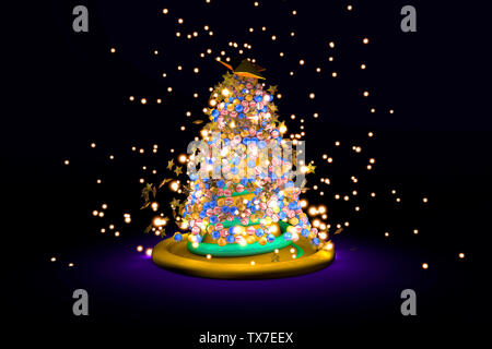 Rendu 3D Illustration d'un arbre de Noël. Banque D'Images