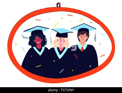 L'obtention du diplôme photo - télévision couleur style design illustration Illustration de Vecteur