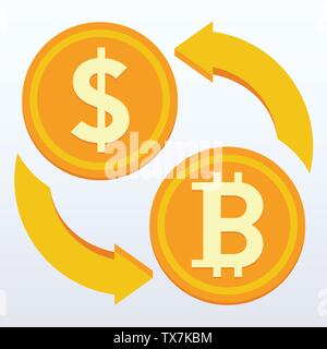 Design plat, Bitcoin, numérique ou virtuel coin Illustration de Vecteur